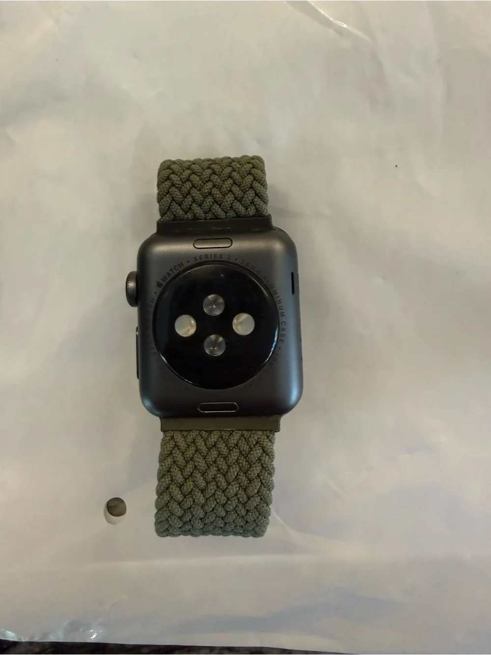 Apple Watch Series 3 38mm aluminum with olive green braided wrist band